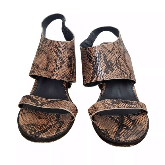 French Connection Lori Snakeskin Heels Womens 6.5 Sandals Open Toe Block - Picture 4 of 14
